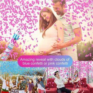 Premium Gender Reveal Confetti Cannon, Set of 4 Mixed (2 Blue 2 Pink)